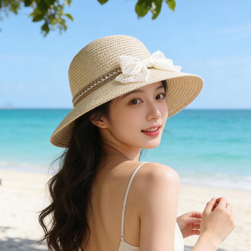Straw hat women's summer seaside sunshade sunscreen hat big brim new sun hat