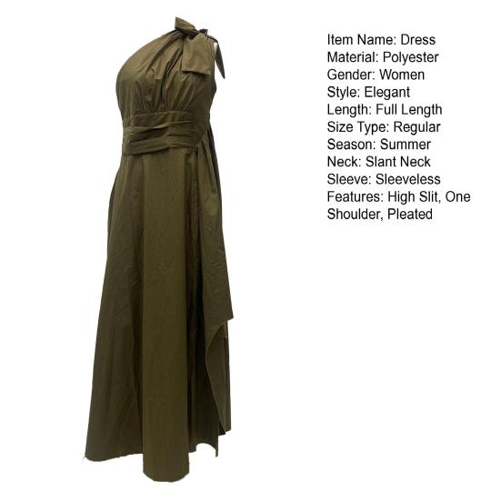 Женское вечернее платье с высоким разрезом на одно плечо без рукавов, плиссированное, с высокой талией, нестандартное, чистого цвета, коктейльное, свадебное, банкетное, макси-платье, бальное платье