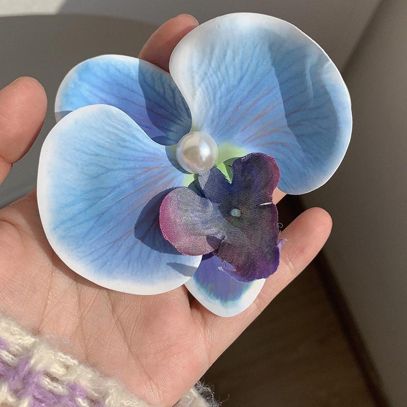 Заколка для волос орхидея 8,5 см для женщин, искусственные цветочные шпильки, милая свадебная вечеринка