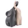 [A2988] - Ceramic Figurine 'Couple Elephants' Grey Beige - 15x11 Cm