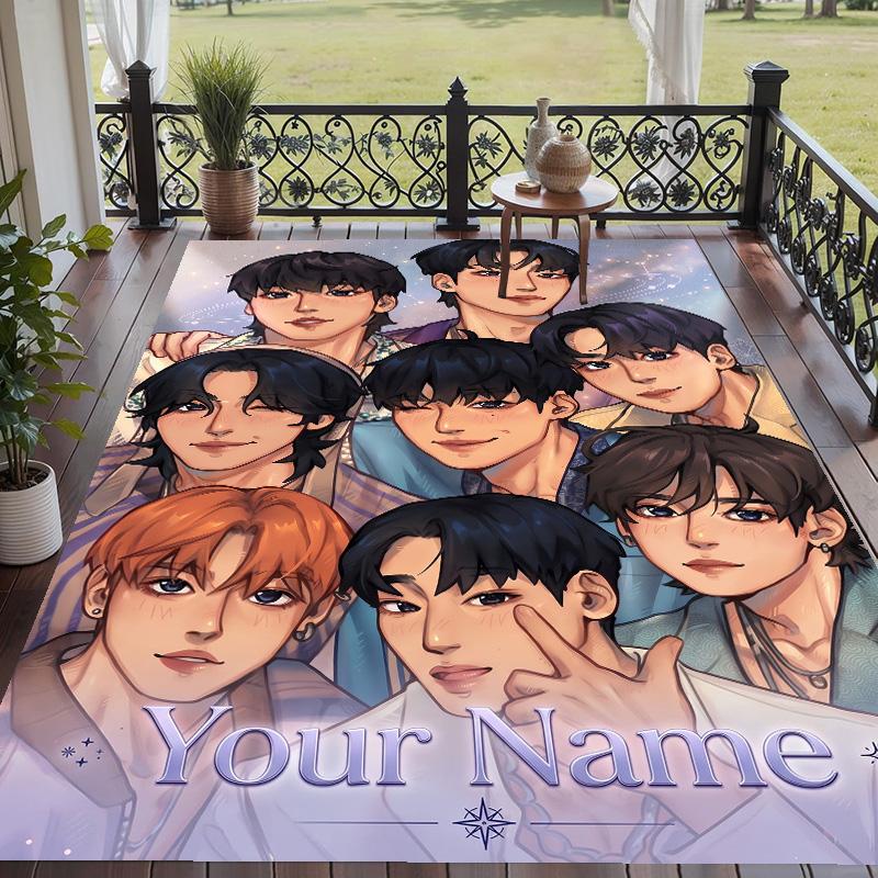 Custom Text ATEEZ Pattern Floor Rug Soft Indoor Carpet Mat Living Room Bedroom