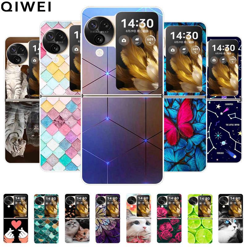 Для Find N3 Flip 5G Чехол Милый Прозрачный Жесткий ПК Задние Крышки для Oppo Find N3 Flip Расписные Корпуса Телефона N 3 Flip Funda Capa