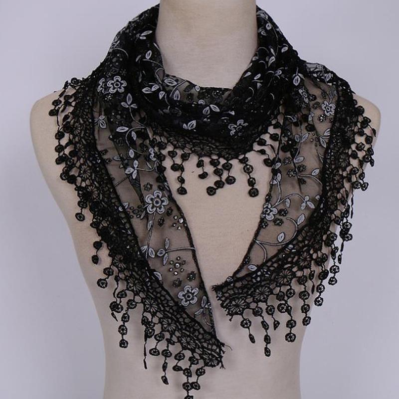 1Pc Women Triangle Wrap Lady Shawl Flower Lace Scarf Shawls