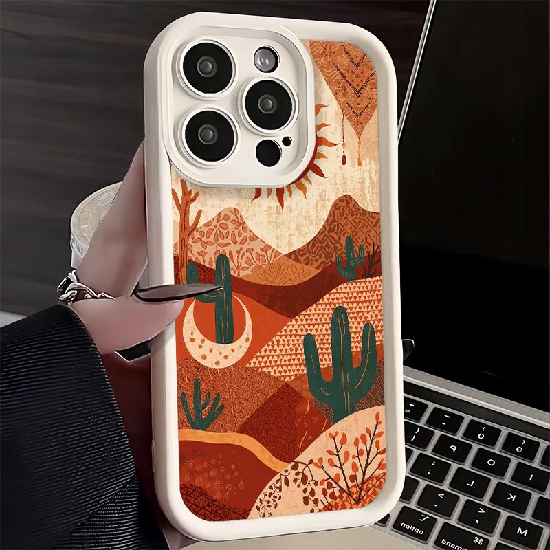 Чехол для телефона с узором кактуса для iPhone 16 17 Air 16E 15 Pro Max 14 Plus 13 12 Mini Capa Мягкий силиконовый чехол Funda