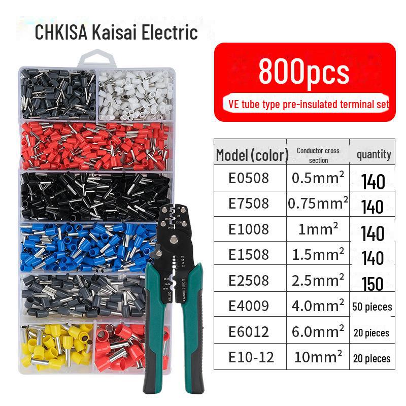 Комплект клемм холодного прессования VE: Ящик для хранения меди, соединители проводов, обжимные клещи, панель переключателей