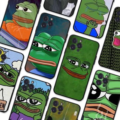 Интернет-мем Грустный Пепе Лягушонок Черный Мягкий Чехол Для Телефона Для IPhone 16 15 14 13 11 12 17 Pro Max Mini Plus