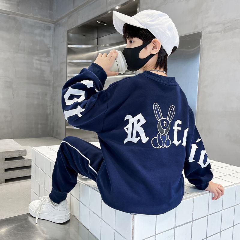 2023 г. Костюм-двойка для мальчиков с мультяшным принтом: Свитшот и спортивные штаны на весну/осень