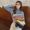 Women's Black Milk Silk Long Sleeve Half Turtleneck T-Shirt with Plus Velvet, All-Season, 2025 New Style