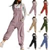 Женские комбинезоны Летние модные повседневные свободные комбинезоны с широкими штанинами Однотонные вставные карманы Ретро комбинезоны на пуговицах и бретелях