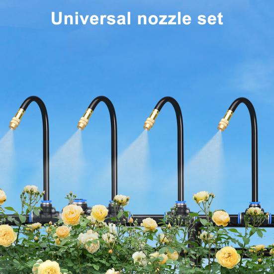 Automatic Irrigation System Garden Irrigation Hose with 360-Degree Bendable Adjustable Nozzles Watering System Kit for Lawn Greenhouse Farm Courtyard