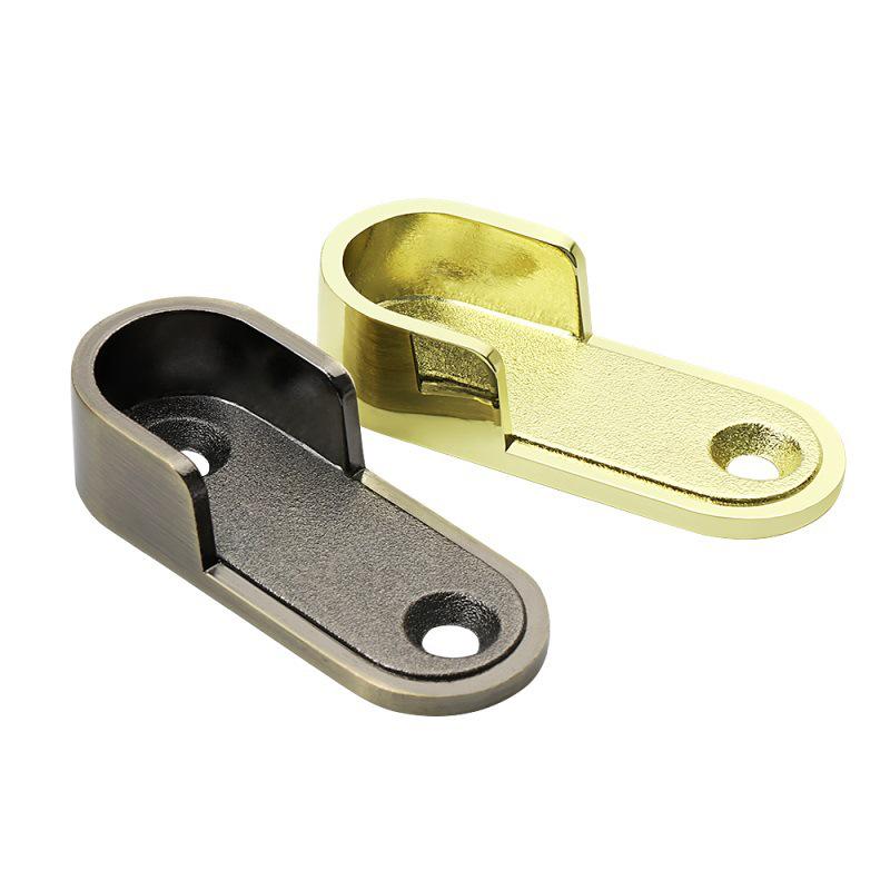 Thickened Zinc Alloy Wardrobe Rail Bracket - Oval Flange Base for Hanging Rods