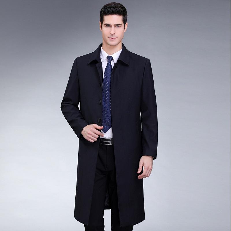 Мужская шерстяная ветровка для мужчин среднего и пожилого возраста, мужская деловая повседневная длинная куртка, осенняя одежда, мужская одежда для папы, увеличенная, высокого класса, топ