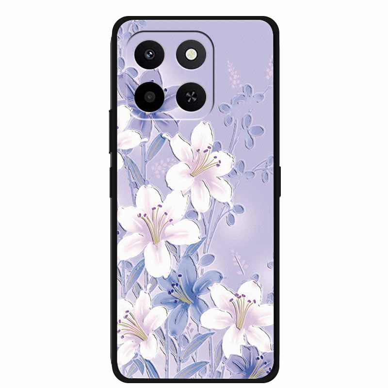 3D чехол для Honor X7d 5G Чехол X 7 d Coque 6.77" Тиснение Цветы Черный Силикон Мягкая задняя крышка Для Honor X7d 4G Чехлы Оболочка Funda