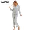 Women's Solid Colour Knitted Cotton Loose Lace Splicing Cardigan Homewear Set Long Sleeve Long Pants Pajama Set