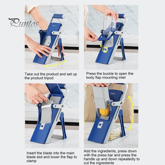 Регулируемый овощерезка-слайсер из нержавеющей стали с противоскользящей прокладкой, многофункциональный кухонный измельчитель, съемная конструкция для дома, ресторана, пекарни