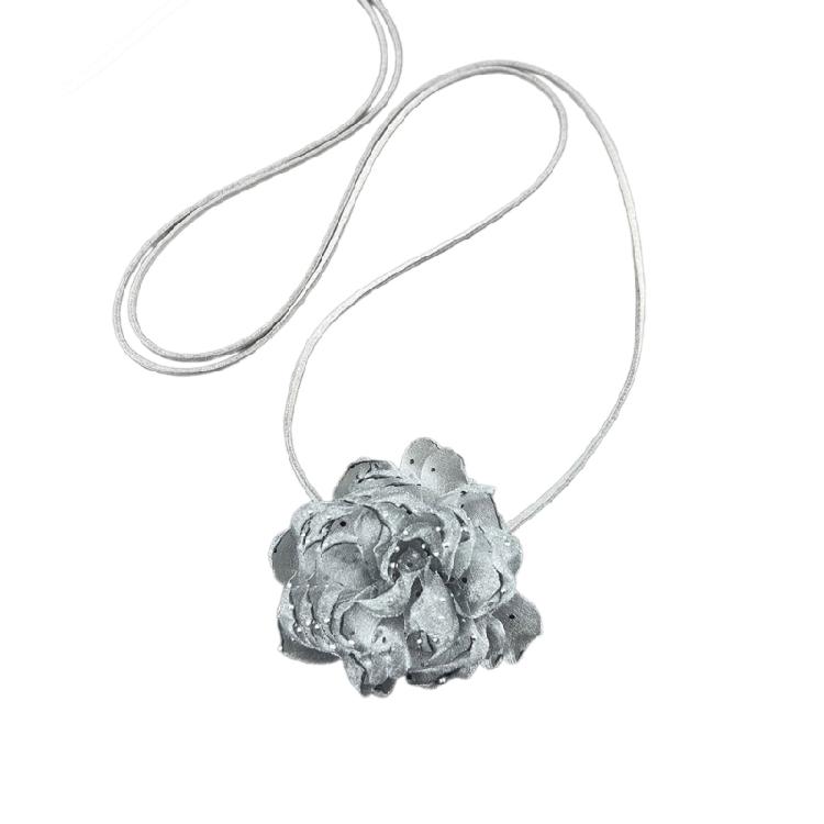 Ожерелье с 3D подвеской в виде розы, универсальная цветочная цепочка для ключиц, чокер с имитацией цветка