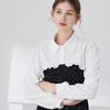 Womens Ruffle Shrugs Long Sleeves Fake Collar Lapel Button Shirt Crop Tops Shoulder Wraps Detachable Collar Punk False Collar