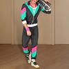 80s 90s Tracksuit Costume for Men Women Retro Hip Hop Windbreaker Jacket Suit Colorblock