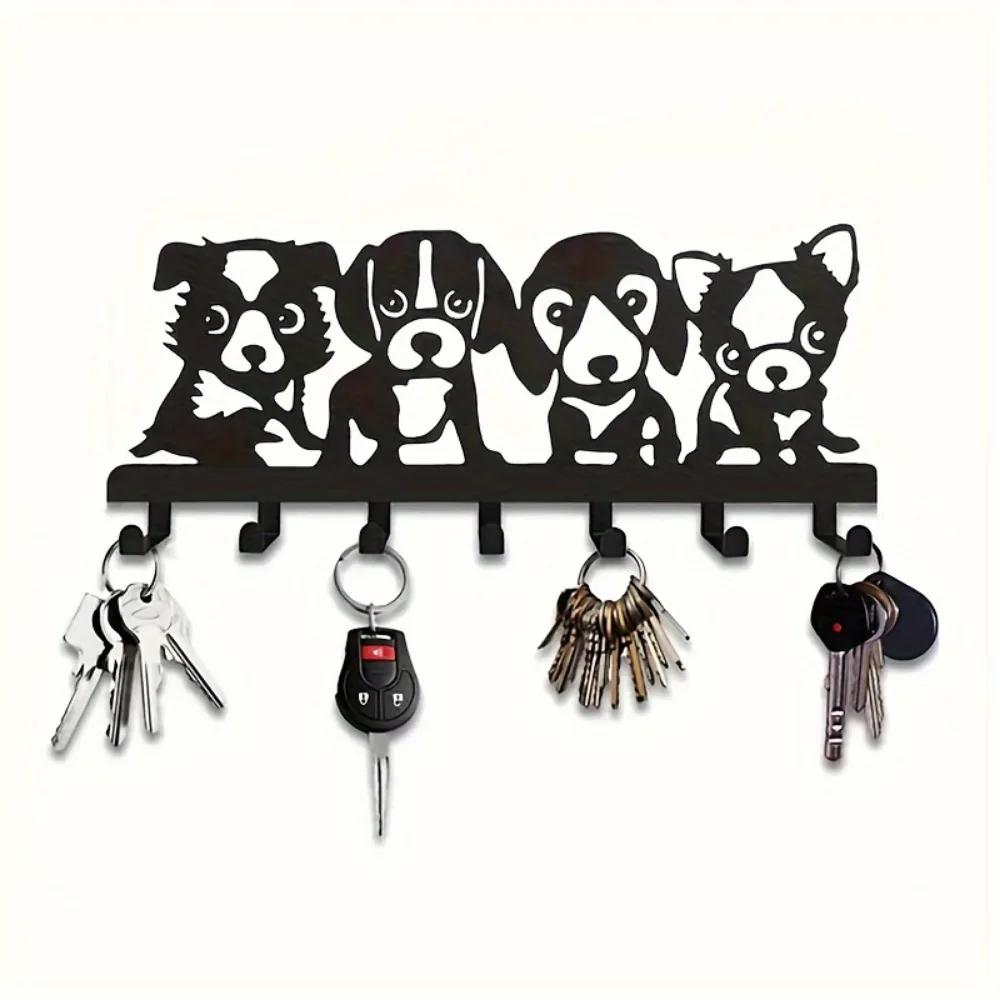Стильный металлический настенный крючок в форме собаки, легко устанавливается и подходит для пальто, шляп, полотенец и ключей, идеальное дополнение к домашнему декору