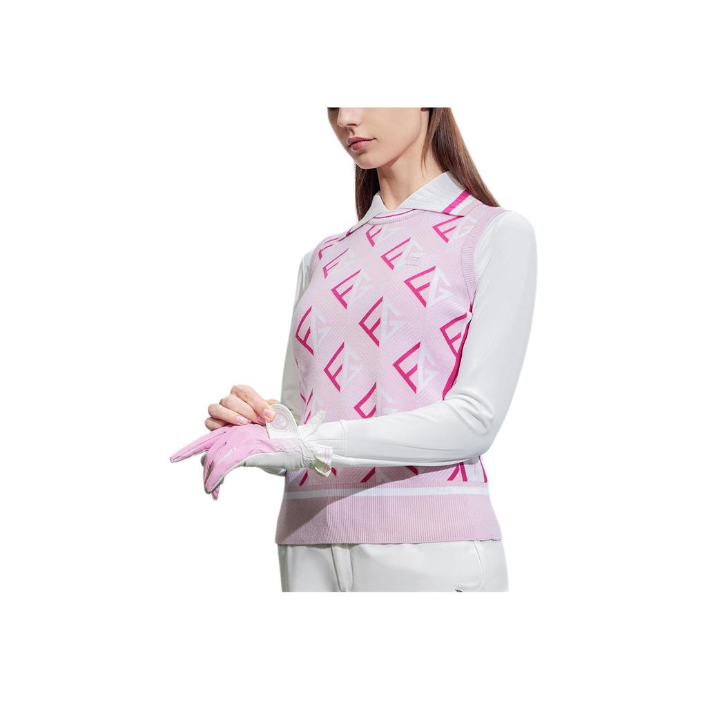 Fila Golf Series All Over Print Casual High Sensitivity Sleeveless Knit Top Women Tops Light-Mist-Pink A11W415408F-PK