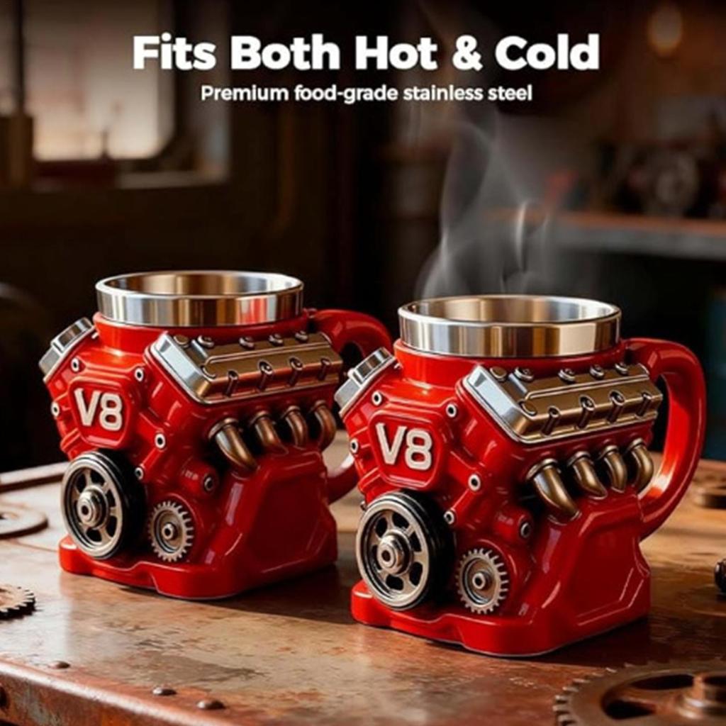 V8 Engines Themed Coffee Mug Handmade Coffee Cup For Car Lovers Funny 3d Large Capacity Tea Hot Beverage Mug For Home Office