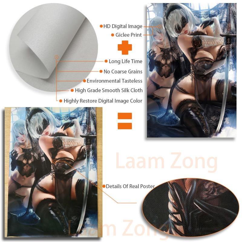 Dawn Sexy Nude Girl Art-Silk-Poster, Custom Decoration, Picture for Living Room, Home Decor, Cartoon Marnie Anime Game, Cynthia