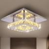 Small Led Chandelier Semi Flush Mount Crystal Lighting Modern Ceiling Crystal Lamp for Bedrooms Dinning Rooms Hallway (Warm)