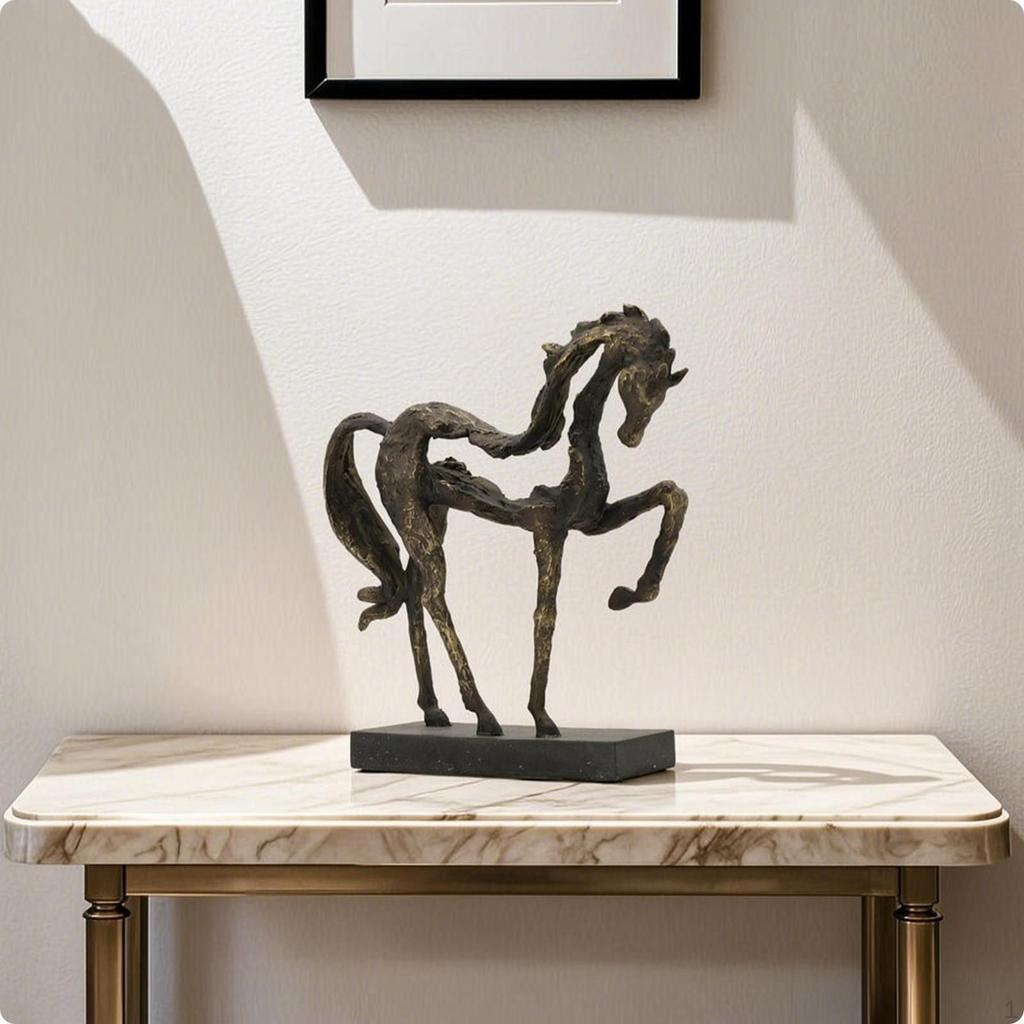Horse Sculpture with Base Antique Bronze Rearing Statue Handcrafted for Equestrians,