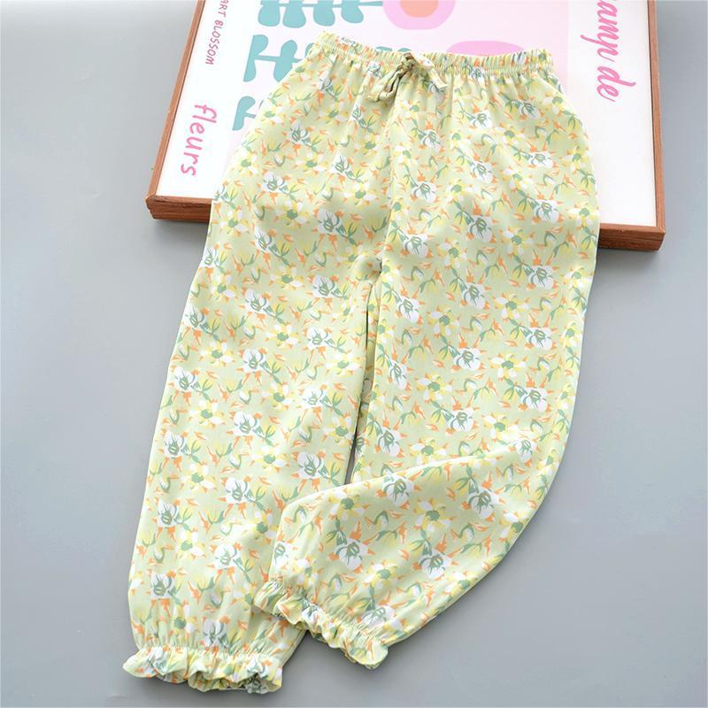 Детские повседневные брюки от комаров, летние тонкие брюки для сна для девочек, свободные внешние брюки-фонарики