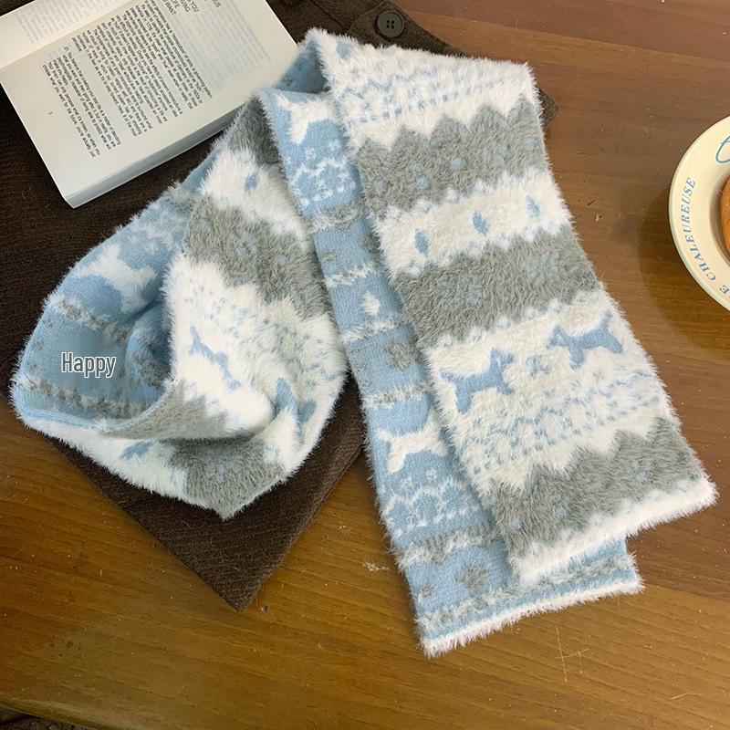 Шарф-бафф Luochi Fair Isle с рисунком "Кошка и собака" - Теплый осенне-зимний