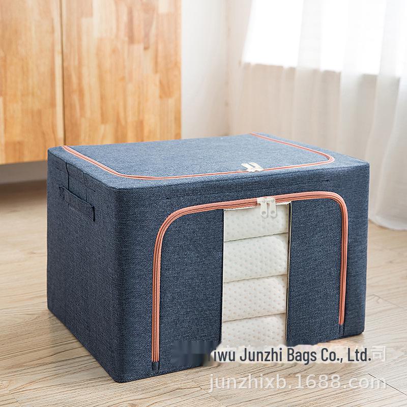 «Складной тканевый ящик для хранения со стальным каркасом и водостойкой имитацией льна»
