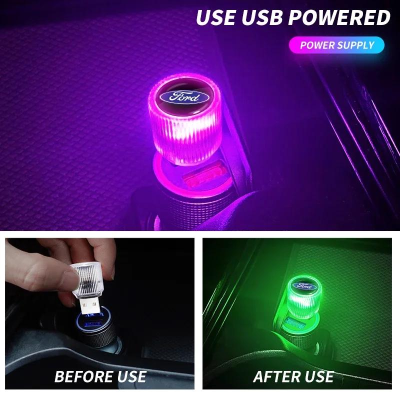 USB LED Car Light Auto Interior Atmosphere Light Emergency Lighting Light For Ford Ranger Focus Kuga Mustang SMAX Transit Mondeo