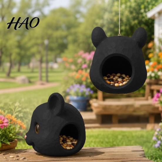 Large Capacity Nut Storage Container Squirrel Head Feeder, Resin Food Station, Outdoor Hanging Weatherproof Feeding Station Feeder for Garden