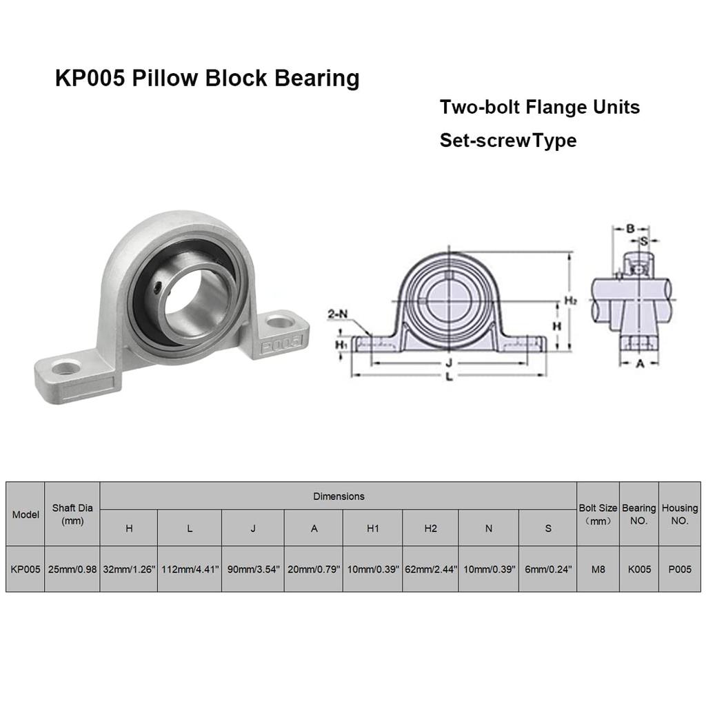 4/10Pcs Block Bearing KP08 KP000 KP001 KP002 KP003 KP004 Pillow Block Bearing Bore Ball Bearing Pillow Block Mounted Support