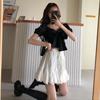 Summer Short Chiffon Pleated Skirt Women Skirt A-line High Waist Mini Skirt Black White Plus Size