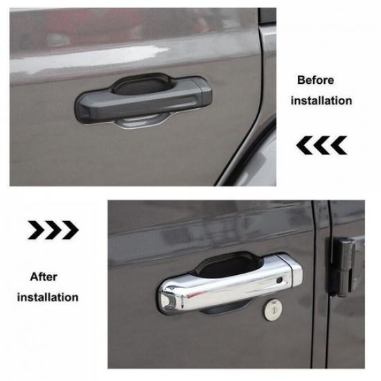 silver abs Car Door Handle Cover Trim Bezel 5pcs For Jeep Wrangler JL 2018-