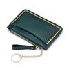 Women's Genuine Leather Contrast Mini Wallet Keychain Purse - Trendy Ultra-Thin and Multifunctional