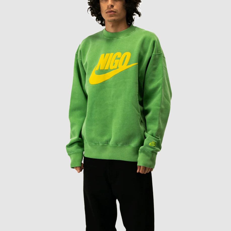 Nike Флисовая толстовка X Nigo NRG Crew, зеленая, унисекс, уличная, FV5941-310