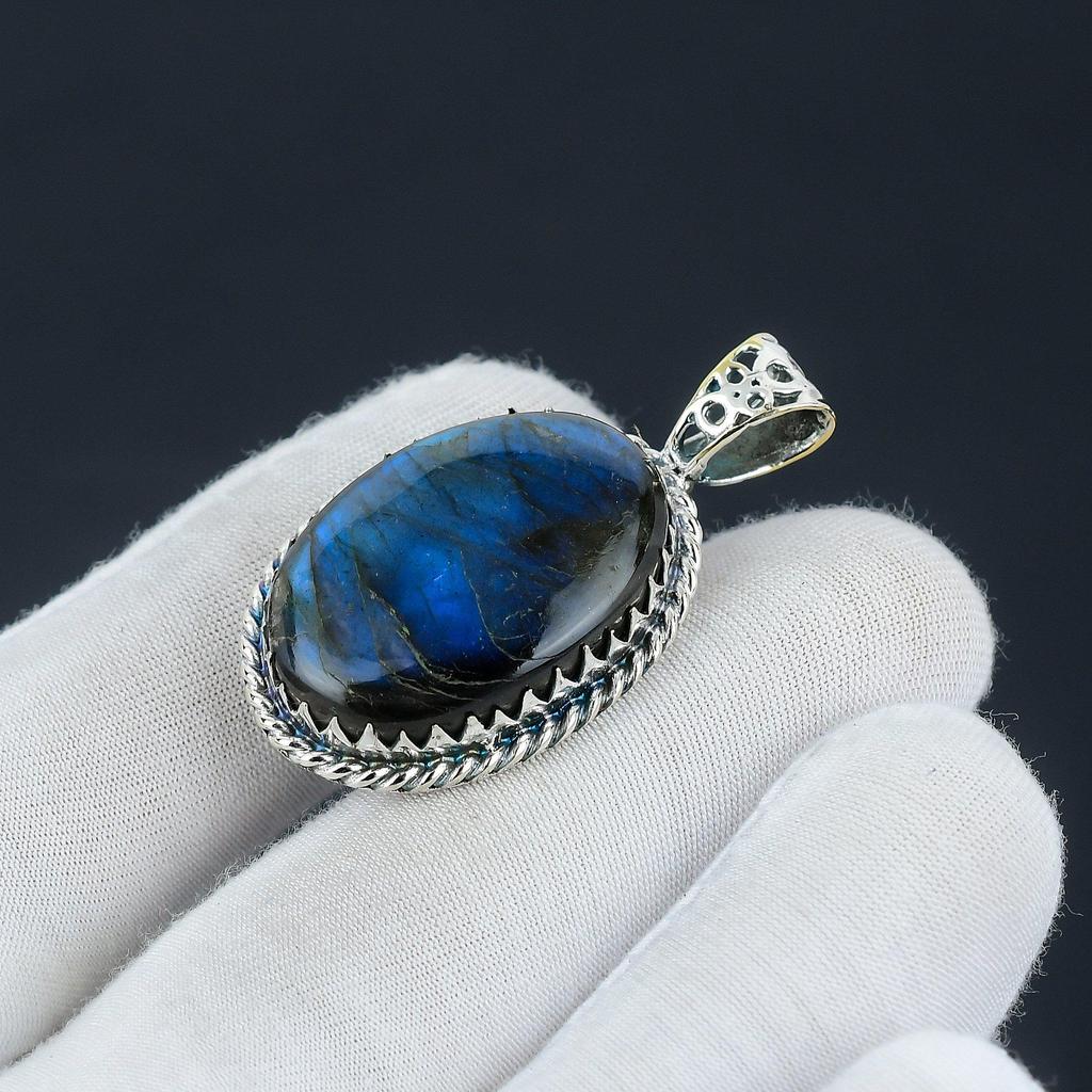 Подвеска из лабрадорита Blue Fire, драгоценный камень из лабрадорита, ювелирная подвеска из стерлингового серебра 925 пробы ручной работы для женских подарков, ювелирные изделия из драгоценных камней для нее