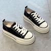 Маленькие низкие парусиновые туфли для женщин, весенние НОВЫЕ туфли для скейтбординга с круглой головкой и толстой подошвой для студентов, универсальная повседневная обувь на платформе