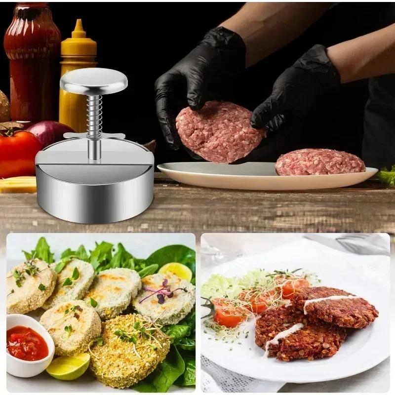 Ручной пресс для котлет из гамбургерного мяса Пищевой из нержавеющей стали Пресс для бургеров Круглый Пресс для гамбургерных котлет Сделай сам Мясной пельмень Кухонные аксессуары