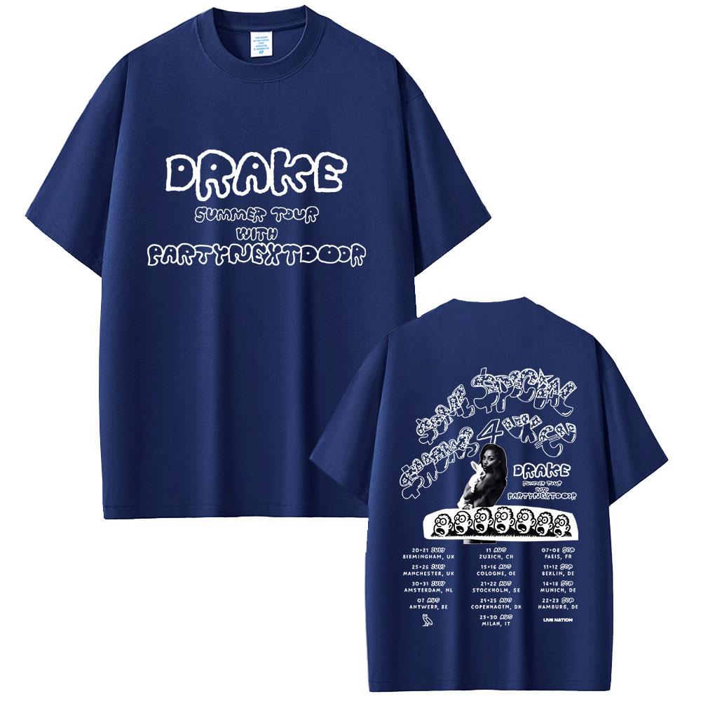 Т-shirts с принтом Rapper Drake Europe Tour with Partynextdoor 2025 SSS4U Some Sexy Songs 4 U Мужские Женские Хип-Хоп Модные Футболки