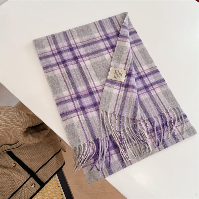 2024 Luxury Korean-Style Women's Wool Plaid Scarf - Warm, All-Season Shawl