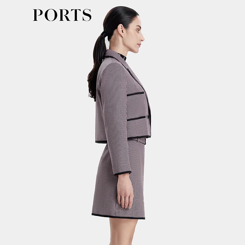 PORTS Rose Pink Houndstooth Short Jacket