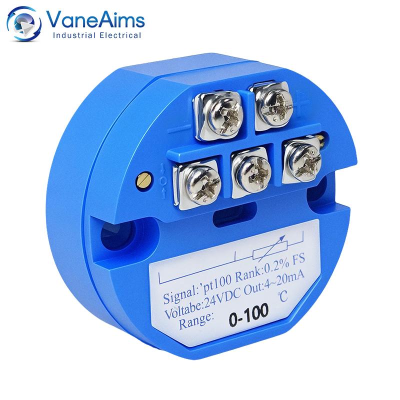 PT100 RTD Thermal Resistance Temperature Transmitter DC24V 4-20mA Output Temperature Transmitter 0-50 0-100 Degree Input Type 2