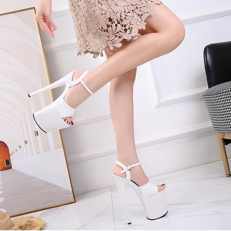 Fashion Sandals Patent Leather 20cm Platform  Stiletto Heels Sexy Sandals Women Pole Dancing Shoes Nightclub Sandals Plus Size 34-45