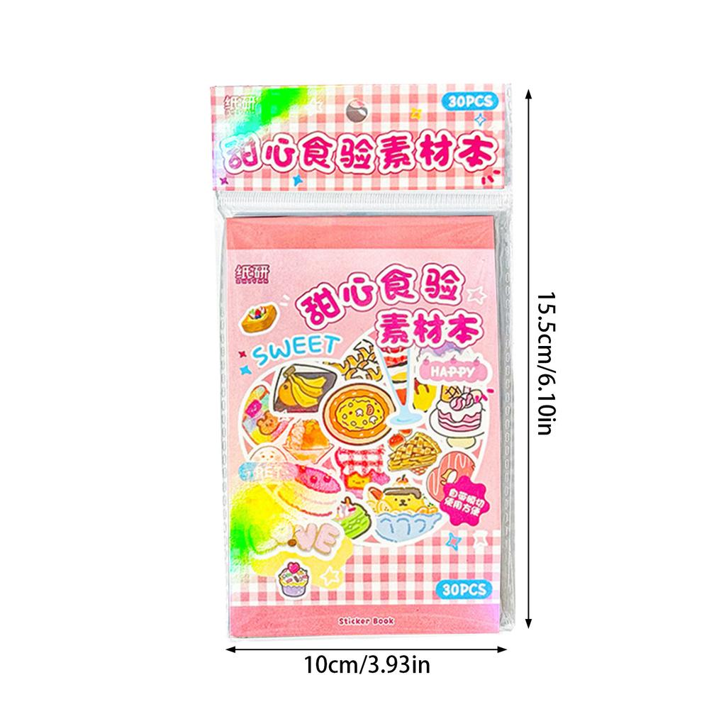 30 Sheets Notebook Decor Food Guide Series PET Stickers Sweet Dessert Scrapbooking DIY Decoration Stickers for Journal Craft