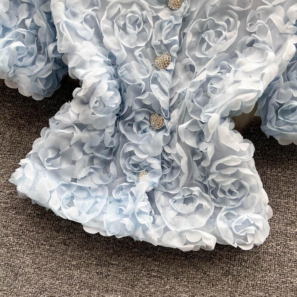 RUGOD Короткая темпераментная рубашка Niche Design Sense Mesh Flower, женская новая летняя тонкая однобортная универсальная рубашка