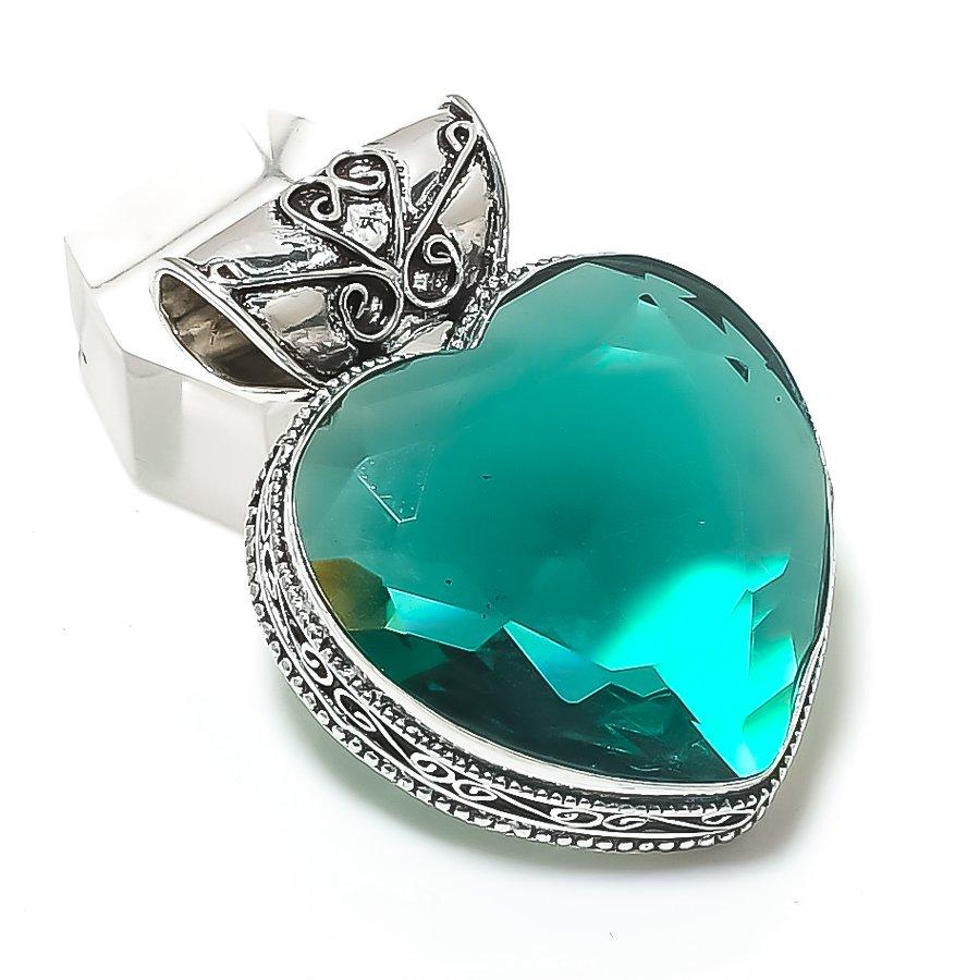 Подвеска из натурального индиголита и турмалина из стерлингового серебра 925 пробы 1,77 дюйма R7S39