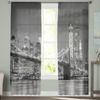 Бруклинский мост, Манхэттенская архитектура, тюлевые оконные шторы для спальни, дома, гостиной, вуаль, декор, прозрачные шторы, портьеры